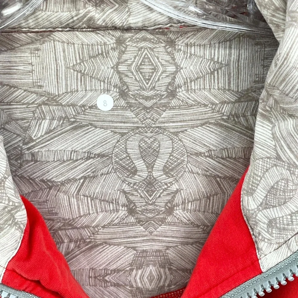 Lululemon Hoodie Womens 8 Red Logo Full Zip Athletic Track Sportswear Athleisure